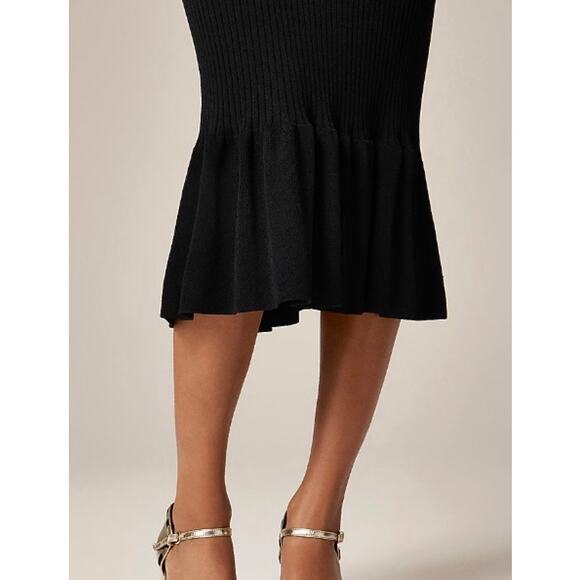 New! J.Crew Super-Stretch Ruffle Knit Ribbed Sweater-Dress Black Sz SS #573 - Picture 2 of 5